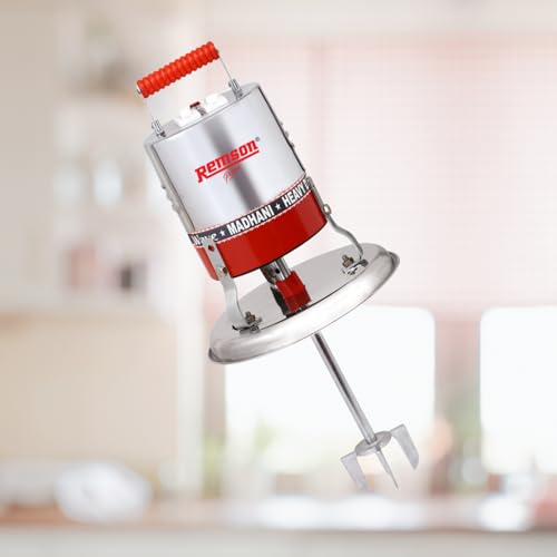 Image of Madhani Machine Electric | Madani 125 Watt | Electric Blender for Churning | Hand Blenders Double Ball-Bearing For Butter Milk, Lassi, Cream, Curd Valona Blender (Red & Silver)