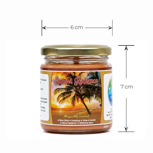 Image of Scented Candle (142g) | Sunset Radiance Glass Jar Scented Candles with Wooden Wick | Long Lasting Aromatic Fragrance for Home Decor