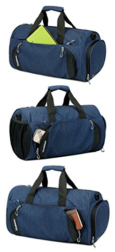 Gym Sports Small Duffel Bag for Men and Women with Shoes Compartment - Mouteenoo (X-Small, Blue/Black)