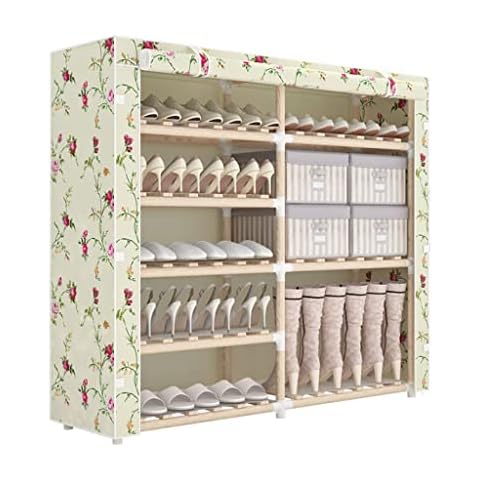 LQUAN 5 -tiers Shoe Rack Portable Double Row Shoe Shelf Shoe Rack Organizer with Nonwoven Fabric Cover for Bedroom Entryway Cover