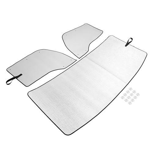 BALOCEO Front & Side Window Sunshade Set Compatible with 2013-2025 Kenworth T680 XPE Plastic Silvery