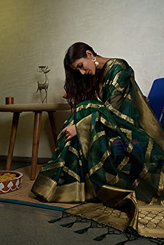 Image of Vardha Women's Art Silk,Silk Saree with Banarasi Weave and Unstitched Matching Blouse Piece | Sari for Women