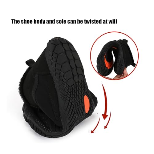 Helenbra Men's Plush Warm Hiking Snow Boots,Couple Lace Up Slip-on Soft Outdoor Travel Fashion Jogging Sock Sneakers Lightweight Barefoot Camping Backpacking Comfortable Winter Water Shoes3