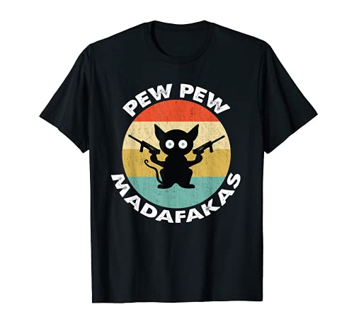 Vintage Pew Pew Madafakas - Crazy Cat Lovers Cita Retro Camiseta