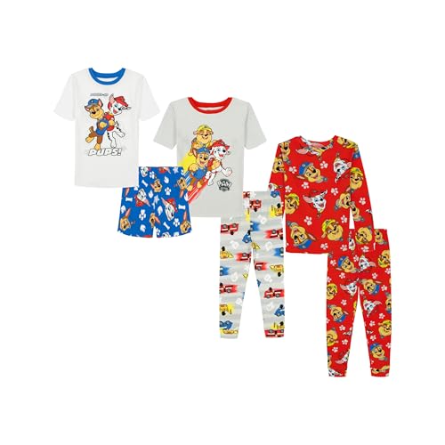 Paw Patrol Boys' 6-Piece Cotton Pajama Set, Matching Snug-fit Shirt & Pants, Soft & Cute for Kids