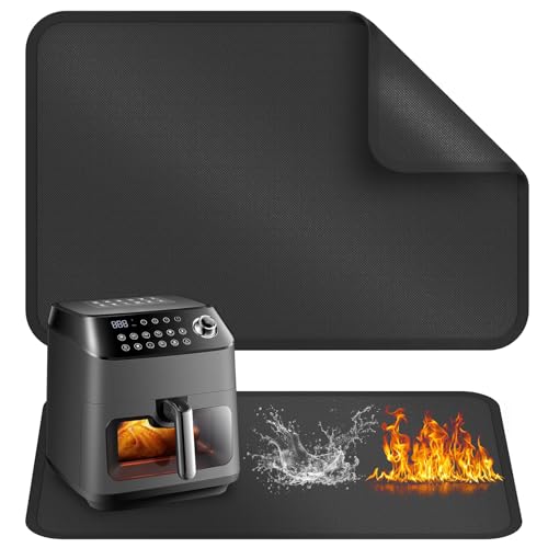Image of Heat Resistant Mat for Air Fryer, 40x60cm Heat Proof Mat, Fireproof Mat,Waterproof & Oilproof, for Gas Grills Pizza Oven BBQ Grill Airfryer Coffee Maker, Stand Mixer, Black