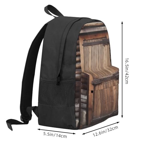 Rustic Wooden Door printed Adult backpack Travel Shoulder daypack3