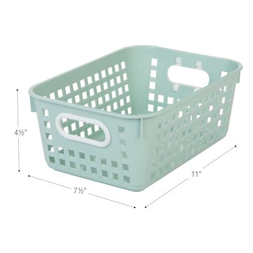Image of Really Good Stuff Medium Plastic Book Baskets, 11 inch by 7.5 inch by 4.5 inch, 6-Pack | Boho Group Colors, Versatile Storage Solution for Classroom, Home, and Office