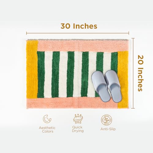 Folkulture Bathroom Rugs (20 x 30) | Cute Green Microfiber Bath Rugs Or Abosrbent Bath Mats For Bathroom Washroom, Toilet |Quick Drying, Machine Washable, Non Slip Bathroom-Mat For New Home Essentials