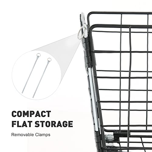 Viribus Rear Bike Basket For Adult Tricycles With 2 Waterproof Covers & 4 Wheels, Large 21X16.5 Inch Black Metal Bicycle Basket With Handle & Removable Casters, Xl Folding Bike Storage Shopping Basket #TOP5