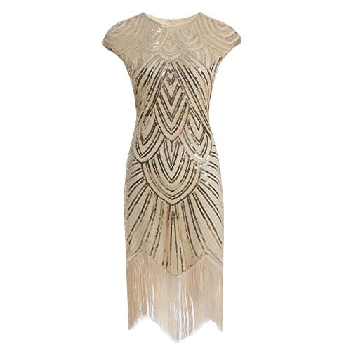 SSODHIF Vestido largo y elegante, para banquetes, retro, para ir a casa, para graduaciones, cumpleaños, para invitados o para bodas., beige, M Cover