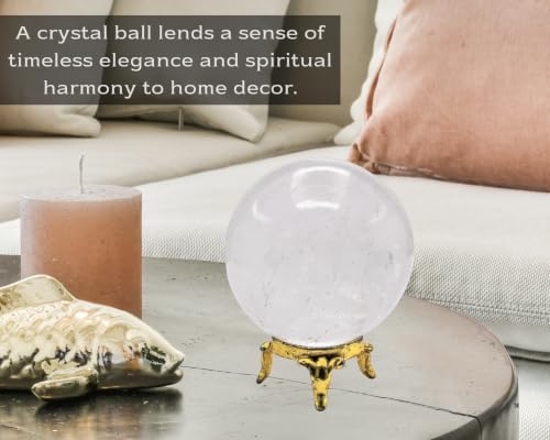 Image of Certified Clear Quartz Crystal Ball for Meditation - Premium Crystal Vastu Items for Home and Feng Shui Items for Good Luck - Ideal for Pooja Supplies and Spiritual Practices (2.5 inch Inch)