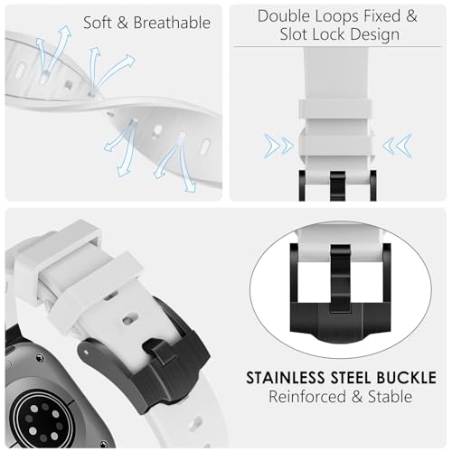 Image of WINGLE AP Luxury Bands for Apple Watch Band Ultra 3 /2 /1 Band Ultra 49mm Series 11 10 46mm 45mm 44mm 42mm SE 3 /2 /1 Series 9 8 7 6 5 4 3 2 1 Men Women, Silicone Rubber Metal Adapter Sport iWatch Bands
