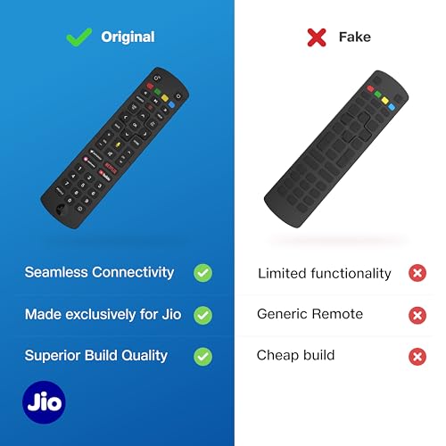 Image of Jio Original & Genuine Bluetooth Voice Remote for JioFiber Set-Top Box | 43-Key Universal Replacement | Easy Pairing | 6-Month Warranty