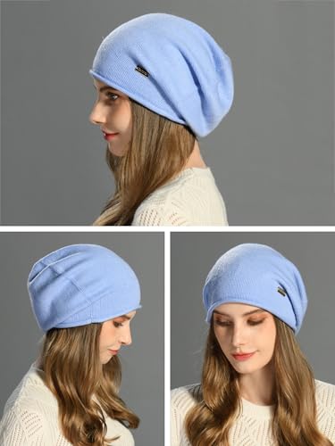 Image of jaxmonoy Cashmere Slouchy Knit Beanie Hat for Women Winter Soft Warm Ladies Wool Knitted Skull Beanies Cap