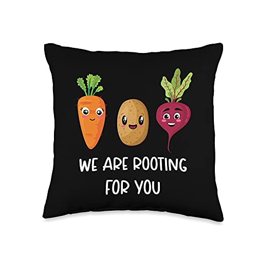 We Are Rooting for You - Funny Vegetable Pun Jokes Throw Pillow
