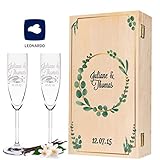 ❤️ HOCHZEITSGESCHENK BRAUTPAAR - Romantisches Geschenk, gravierte Leonardo Sektgläser mit bedruckter Vintage Holzkiste