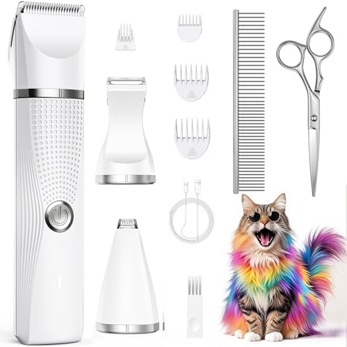 Cat Grooming Clippers Kit with Paw Trimmer, 3 in 1 Electric Pet H...
