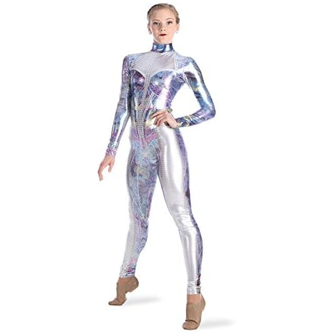 Alexandra Collection Womens Metallic Foil Galaxy Princess Dance Costume Unitard Intercosmic Adult Large Cover