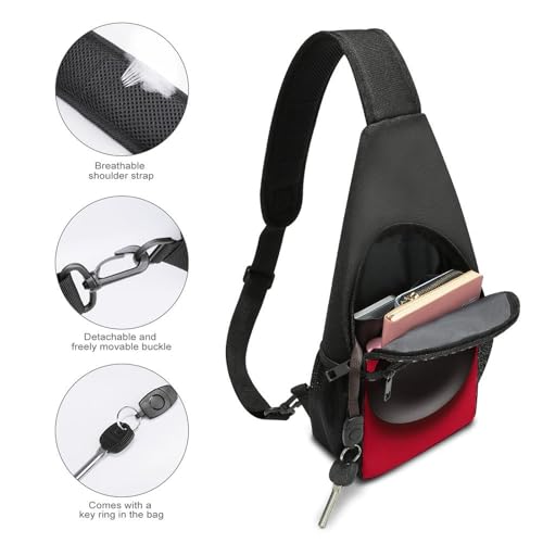 Bolso cruzado pequeño para mujer y hombre rojo y negro miniatura 3