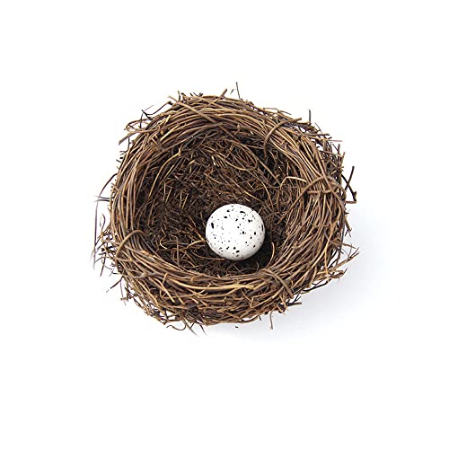 SEIWEI Rattan Bird Nest Handmade Rattan Bird Nest Artificial Bird Nest with Artificial Egg DIY Birds Nest Outdoor Wedding Garden Home Decorative