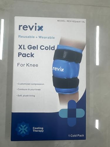 Image of REVIX 19 inch Extra Large Knee Ice Pack Wrap Around Entire Knee, Reusable Gel Cold Pack for Discomfort and Post-Workout Fatigue, Cold Compress, Enhance Comfort and Recovery (Pack of 2)
