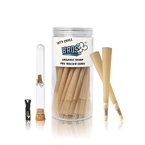 Bros Pre Rolled Cones King Size | 50 Pack | Natural Pre Rolled Rolling Papers with Tips and Doob Tube Bundle