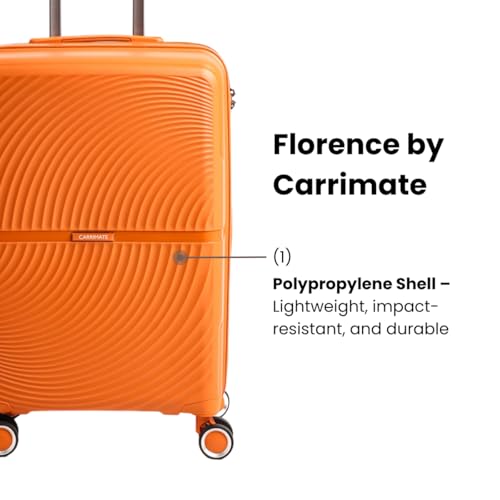 Image of Florence Trolley Bag Set of 2 | Medium 63 cm & Large 73 cm | Polypropylene Hard Luggage Suitcase | 360 Smooth Spinner Wheels | Combination Lock | Anti-Theft Zippers| Orange