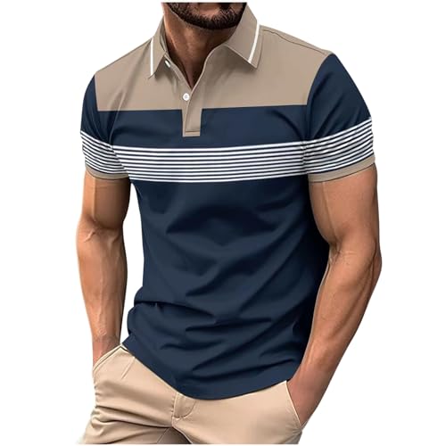 AnnSemo Polo para hombre, ajuste clásico, cuello piqué, manga corta, transpirable, de secado rápido, camisetas de golf, ajustadas, para verano, camisetas elásticas para golf, camisetas de ajuste
