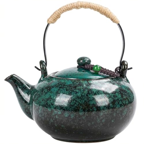 Image of Japanese Teapot with Infuser Ceramic Tea Pot with Removable Stainless Steel Filter for Loose Tea 25 OZ /750ml for Office Home Men Women as Gift Pine Green