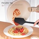 Heat Resistant Silicone Spatula Set of 3, Luxiwise 600ºF High Temp Baking Scraper Cooking Utensils Non-Stick BPA-Free for Seamless Mixing, Folding, Scraping with Rubber Kitchen Essentials (Black) - Image 2