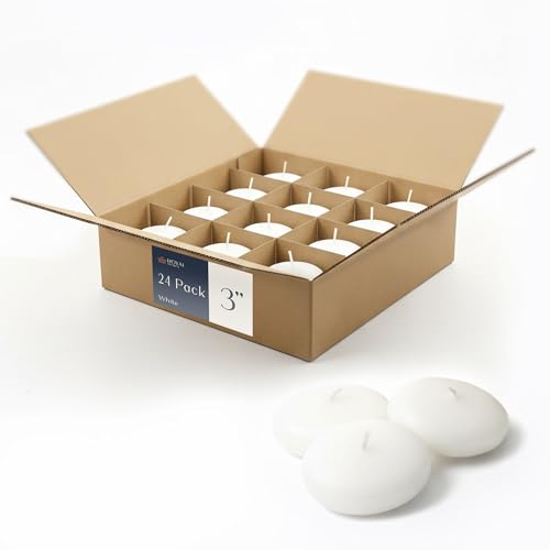 Royal Imports White Floating Candles 3' - Made in USA Pack of 24 Unscented Dripless Wax Discs - 10...
