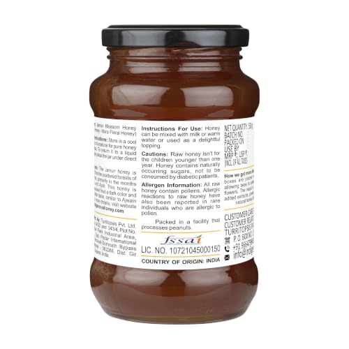 Image of INDIGENOUS HONEY Organic Jamun Honey Pure Unprocessed 17.64 Glass Jar