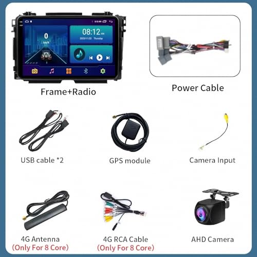 Autoradio Bluetooth 4G+64G con Type-C compatible con Honda HRV del 2015 al 2017 5