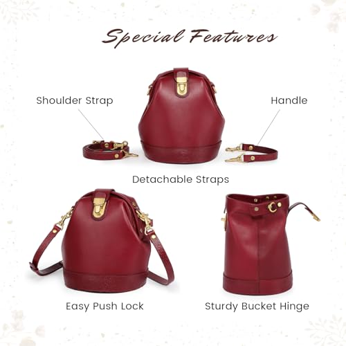 Image of OLD TREND Doctor Bucket Crossbody Handbag | Luxurious and Versatile Bag for Women | Genuine Cowhide Leather