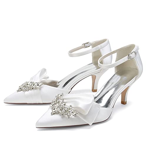 Women's Satin Wedding Heels Bridal Shoes Pointed Toe Wedding Pumps2