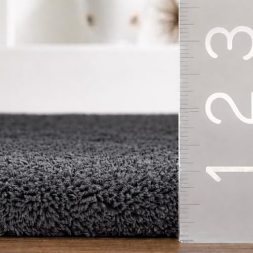 Image of Ultra Premium Shaggy Polyester Micro Rug | Super Soft Fluffy Carpet | Non-Slip Washable Area Rug for Bedroom Living Room - (Grey M, 5x7 feet, Rectangular)