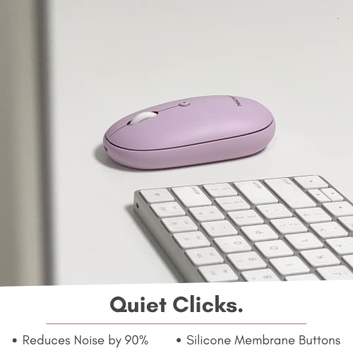 Macally Bluetooth Mouse Purple | Wireless Mouse - Comfortable and Quiet, Enjoy Strong Connection for Laptop, Mac, iPad