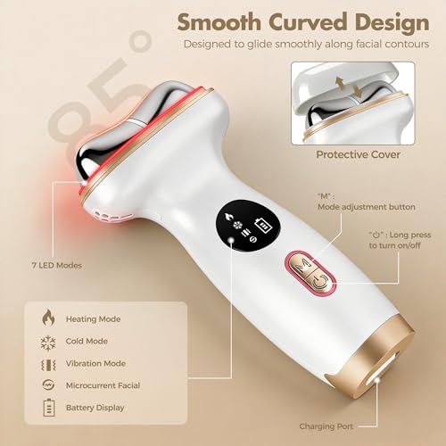 Red Light Therapy for Face, Electric Gua Sha Facial Massager, Microcurrent Facial Device for Tightening & Lifting, Warm Compress for Better Skincare Absorption & Cold Compress for Depuffing - Image 6