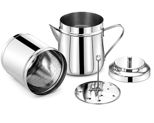 Image of 304 Stainless Steel South Indian Filter Coffee Maker 175ml with Handle | Traditional Drip Coffee Brewer | Authentic Madras Kaapi /Kappi Coffee Decoction Pot | Mocha Coffee Maker