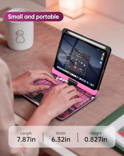 Image of Clear Keyboard Case for iPad mini 7 A17 Pro(2024) & Mini 6 (2021) 8.3 inch, 7-Color Backlit Wireless Keyboard with Touchpad, 360 Rotating Stand, Pencil Holder for iPad mini 7th /6th Generation, Pink