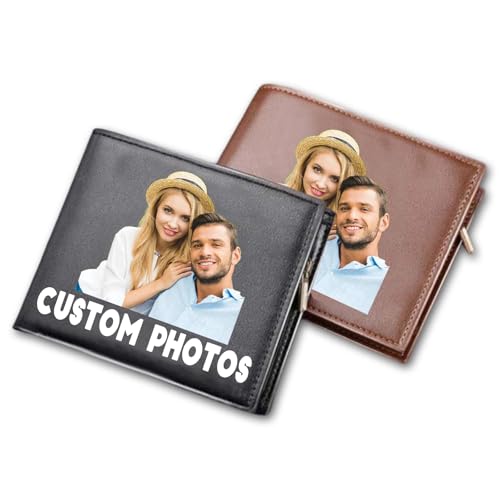Personalized Photo Wallet for Men Custom Picture Wallet Customized Gifts for Husband Dad Family Father's Day Christmas (Brown Photo Wallet)