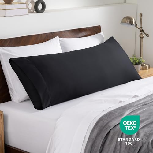 Image of Bare Home Microfiber Body Pillow Cover - Ultra Soft & Cooling - Double Brushed - Envelope Closure - Easy Care (21''x54'' Body Pillow Cover, Black)