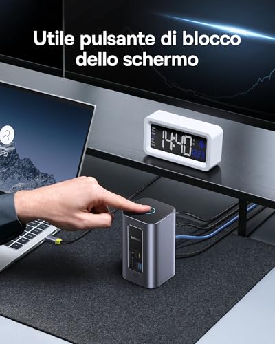 Docking Station, Nomos Air 12 in 1, Docking Station 2 Monitor con 2 * 4K HDMI, USB-A/C 10Gbps, Ethernet 1 Gbps, 100W PD, HUB USB C per Laptop Dell/HP/Lenovo/Asus/Acer/Mac - Hub USB - Immagine 4