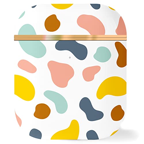 Berkin Arts Custodia Compatibile con AirPods 2 & 1 Generazione Completamente Protettiva Case Cover Rigida in Oro Rosa con Portachiavi Illustrazione del punto punti colorati