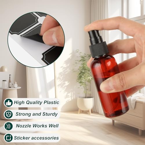 ACXFOND Small Amber Glass Spray Bottles For Essential Oils, 2oz Empty Fine Mist Mini Spray Bottles, Set of 18 - Image 3