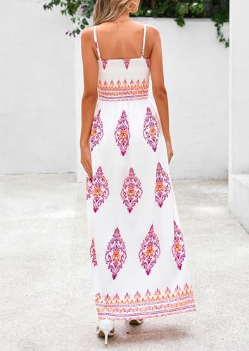 Image of PRETTYGARDEN Women's Summer Boho Maxi Dress Floral Sundresses | Spaghetti Strap, Sleeveless, Smocked Bodice, A-Line Long Flowy, Lightweight Soft, Wedding Guest Party, Beach Vacation Outfits
