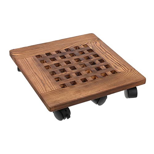 Sosoport 1 Pc Bandeja de Maceta Portamacetas de Madera Cuadrado Jardinera Redonda múltiple Soltero Planta de laminación Carro Bandeja de Madera Maceta Bandeja Hueca con Ruedas el plastico