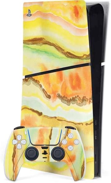 Skinit Decal Gaming Skin Compatible with PS5 Slim Digital Edition Bundle - Tuscan Sun Watercolor Geode Design