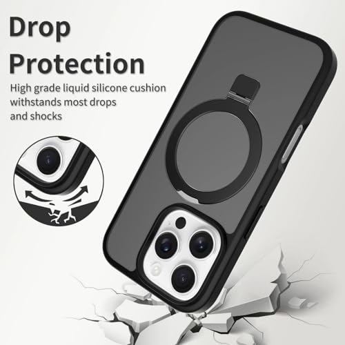 Image of Magnetic for iPhone 16 Pro Case, 6.3 inch, Compatible with MagSafe, Rugged Kickstand, Not-Yellowing Military-Grade Protection, Matte Black